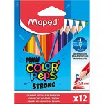 Maped Crayons de Couleur STRONG Mini Color'Peps - 12 Crayons de Coloriage Ultra-résistants et Ergonomique - Pochette de 12 Petits Crayons