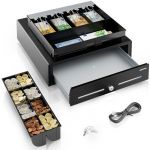 ACROPAQ Tiroir Caisse Compatible avec Caisse Enregistreuse RJ11, 41x42x12 - 8 compartiments Monnaie & 4 à Billets, Insert Amovible