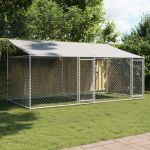 VidaXL Cage pour chien avec toit et portes gris 4x2x2m acier galvanis&eacute; n/a