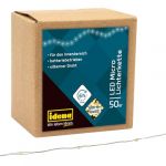 Idena 31825 - Micro-cha&icirc;ne lumineuse &agrave; 50 LED en blanc chaud, avec minuterie de 6 heures, fonctionnant sur piles, pour les f&ecirc;tes, No&euml;l, la d&eacute;coration, le mariage, comme lumi&egrave;re d'ambiance