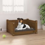 VidaXL Lit pour chien Marron miel 55,5x45,5x28 cm Bois massif de pin