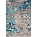 Tapis de salon interieur en bleu & gris, 160 x 229 cm