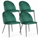 Chester Lot de 4 chaises en velours vert fonc&eacute;