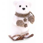 Ose D&eacute;coration ours polaire &agrave; ski 23 cm - Couleur Blanc - Taille Taille Unique