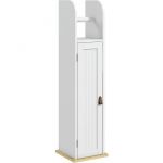 Kleankin - Support papier toilette - porte-papier toilette - armoire pour papier toilette - porte, 2 étagères, sortie papier blanc bois clair - Blanc