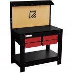 Holzmann Etabli d'atelier m&eacute;tallique avec 4 tiroirs et panneau perfor&eacute; - WT37