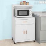 Sobuy FSB12-W Desserte Micro-onde à Roulettes Meuble de Rangement Cuisine Étagère Micro-onde