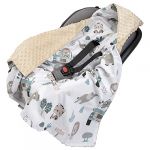 Medi Partners Couverture enveloppante b&eacute;b&eacute; nid d Ange si&egrave;ge Auto 85x85cm Multifonction Poussette Hiver avec Une Capuche Douce et Moelleuse pour landaus (Mint Zoo avec Minky Beige)