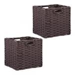 Relaxdays Panier Rangement, Lot de 2, Superbe Design, pour Vos vêtements, H x L x P : 31 x 32 x 30 cm, Marron