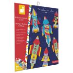 Janod Les ateliers du calme - 10 fusées en papier à créer - kit créatif enfant - apprentissage motricité fine et concentration
