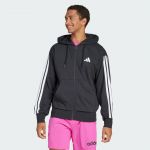 Adidas Veste &agrave; capuche enti&egrave;rement zipp&eacute;e french terry 3 bandes Essentials, pointure Medium - Taille Medium