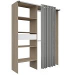 EKIPA Am&eacute;nagement de placard avec rideau D&eacute;cor C ne 1 tiroir L 143,5 X P 48 X H 181,9 cm BARI