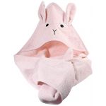 Kindsgut cape de bain bébé en coton éponge, sortie de bain bébé en coton certifié OEKO TEX, lapin rose