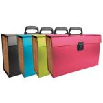 Exacompta 58420E - Trieur FAMILIAL, 20 compartiments, avec poignée, recouvert papier rembordé, coloris assortis