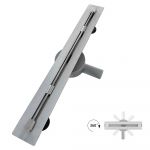 DEKI Caniveau de douche italienne slim L.90 cm acier inoxydable avec siphon 360&deg;, drainage performant