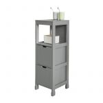 Sobuy FRG127-SG Meuble Demi-Colonne Meuble Bas de Salle de Bain Armoire Toilette– 1 étage et 2 tiroirs -Gris