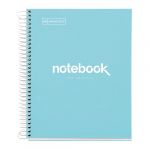 Miquelrius Cahier A5 Carnet de Notes Emotions, 120 Feuilles 90 g/m², Grille 5 x 5 mm, 5 Bandes de couleur, Spirale microperforée, Couverture extra-dure, 2 Trous, Couleur Bleu Ciel