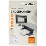 Durable 142502 Badgemaker Lot de 20 Planches d'insertions pour Badge A4 280 inserts Blanc