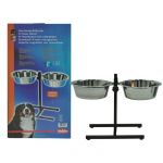 Nobby 2 mangeoires inox avec support r&eacute;glable 27cm - 4L - Pour chien