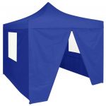 VidaXL Tente de r&eacute;ception pliable avec 4 parois 2x2 m Acier Bleu