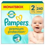 Pampers Couches Premium Protection New Baby T.2 Mini 4-8 kg pack mensuel 1x240 pièces - Taille 2 (3-6-kg)