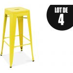 Oviala Lot de 4 tabourets en m&eacute;tal mat - Jaune
