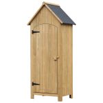 Outsunny Armoire abri de Jardin Remise pour Outils 3 étagères Porte loquet Toit Pente bitumé dim. 77L x 54l x 179H cm Bois Sapin pré-huilé