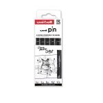 Posca Pochette feutres techniques - Pointe calibrée de 0,1 à 0,7 mm - Noir et Gris - 5 pcs