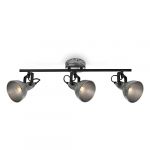 BRILONER - Spot de plafond vintage, lampe de plafond orientable r&eacute;tro, plafonnier, 3x E14 douille, Silver-Crafted, 555x100x180 mm