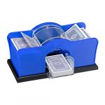 Relaxdays M&eacute;langeur de cartes jusqu&rsquo;&agrave; 91 mm, mixeur manuel, pour 2 jeux, avec manivelle, plastique, bleu