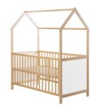 Roba Lit cabane 70x140 cm, certifié FSC, lit bébé évolutif, bois naturel, convertible et réglable en 3 hauteurs