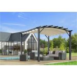 Foresta Habrita - Pergola arche structure mixte aluminium/acier gris anthracite 11,22 m2 toiture écru 140 gr/m2 - PER3433GE