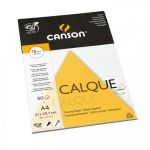 Canson 200757243 - Bloc 50 feuilles Calque satin (collées 1 côté) A4 70/75g/m², surface satinée