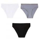 DIM Culotte Fille Blanc/gris/noir Coton Stretch 16 Ans Eco - Le Lot De 3 Culottes