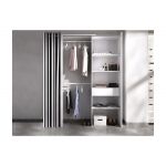 Dressing extensible avec rideau + 1 tiroir D&eacute;cor Blanc L 160 113 x P 50 x H 205 cm SUIT