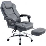 CLP Fauteuil de bureau inclinable Castle similicuir avec Repose-pieds téléscopique, Gris