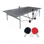 Sweeek | Table de ping pong INDOOR gris - table pliable avec 2 raquettes et 3 balles pour utilisation intérieure sport tennis de table