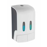 Wenko Distributeur savon liquide mural, distibuteur gel hydroalcoolique mural, sans perçage, double contenant, Tartas, blanc