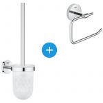 Grohe BauCosmopolitan Set d'accessoires avec Brosse wc murale + D&eacute;rouleur de papier en m&eacute;tal, Chrome (40463001-DUOESSENTIALS)