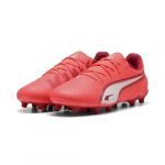 Puma Bottes de football king match fg/ag enfant rouge/blanc