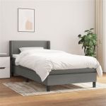 VidaXL Sommier &agrave; Lattes de Lit avec Matelas, Lit Rembourr&eacute;, Lit Simple, Lit Adulte de Chambre &agrave; Coucher Int&eacute;rieur, Moderne, Gris Fonc&eacute; 90x200 cm Tissu 3129522
