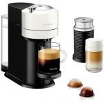 Delonghi Machine à café à capsules Nespresso Vertuo Next ENV 120.WAE - Avec mousseur à lait Aeroccino - Blanc.