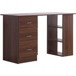Homcom Bureau informatique table multi-fonctions 3 tiroirs 2 &eacute;tag&egrave;res dim. 120L x 49l x 72H cm MDF aspect noyer 120x49x72cm Marron