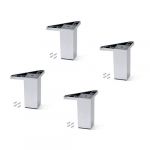 Emuca Lot de 4 pieds pour meuble Alumix 1, hauteur 100mm, Plastique, chromé