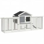 Pawhut Poulailler Chalet Multi-&Eacute;quip&eacute; Rampes Nichoirs Pondoirs Plateau Excr&eacute;ment Fen&ecirc;tre Portes Bois Gris Blanc
