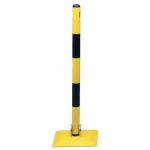 Mottez Potelet métal jaune et noir sur socle carré rabattable HT 90 cm
