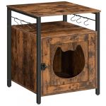 Maison pour Chat, Meuble litiere de Toilette Chat, avec Crochets, HOOBRO EBF05MW01 - Marron Rustique
