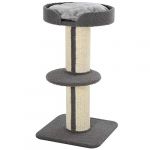Pawhut Arbre à Chat avec griffoir Centre d'activités 2 Plateformes Coussin Gris