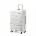 Valise Cabine Moyenne 66cm Rigide Polypropyl&egrave;ne Valise de Voyage &agrave; 4 roulettes et Serrure TSA, 70L, Blanc