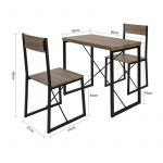 Sobuy OGT19-N Set de 1 Table + 2 Chaises Table à Manger Table de Cuisine Ensemble Table de Balcon + 2 tabourets avec Dossier